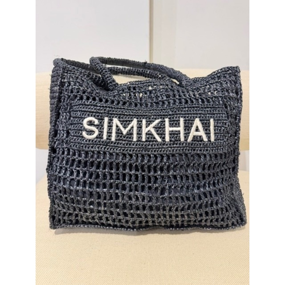 SIMKHAI Black Straw Tote / Shoulder Bag